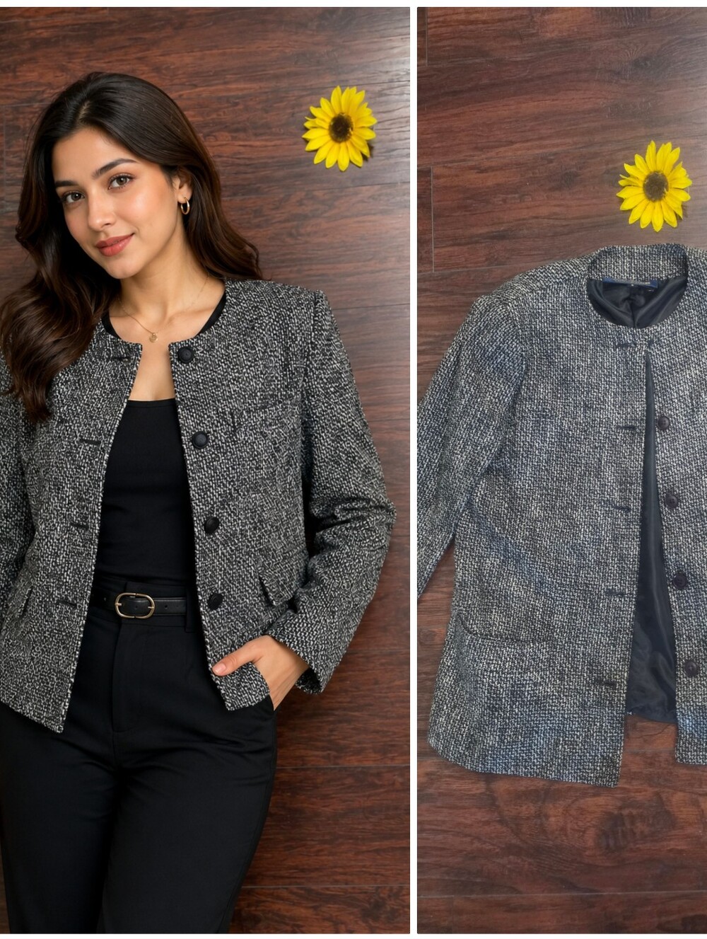 Brooks Brothers Black and White Tweed Blazer
